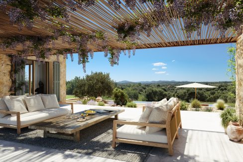Covered terrace with views